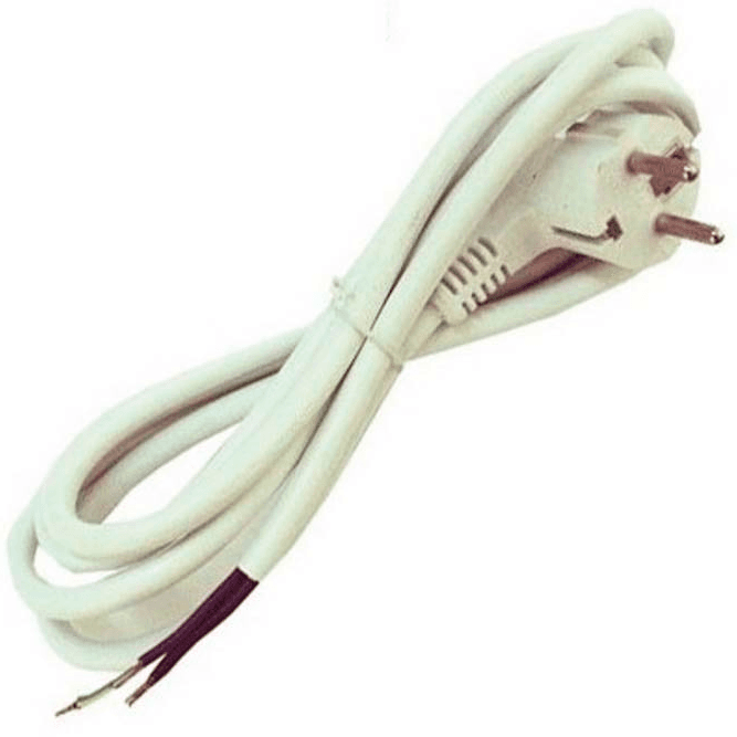 Weißes Kabel mit eingespritzter Steckdose 3x1,5 mm 2 m