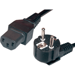 Schwarzes Stromkabel 3x1 mm mit Schuko-Stecker + IEC-Buchse C13 2 m (2)