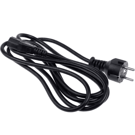 Schwarzes Kabel 3x1,5mm mit Schuko-Stecker + IEC-Buchse C13 2,5m