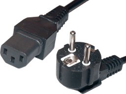 Schwarzes Kabel 3x1,5mm mit Schuko-Stecker + IEC-Buchse C13 2,5m (2)