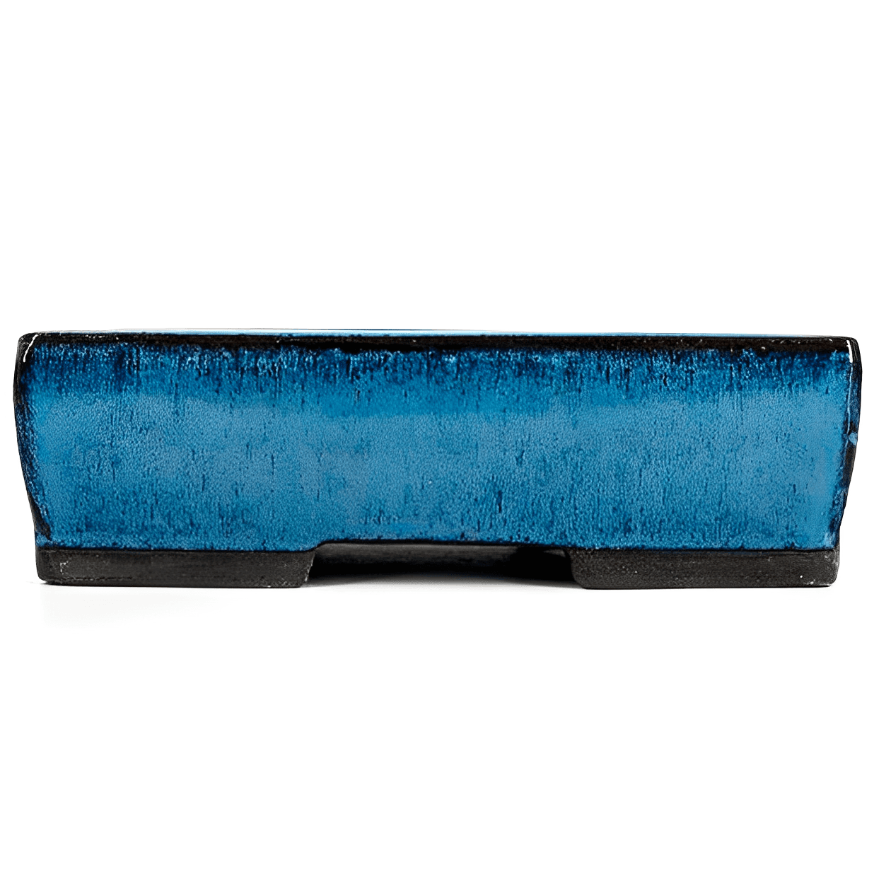 Blau glasierter rechteckiger Topf 20 x 14,5 x 6 cm