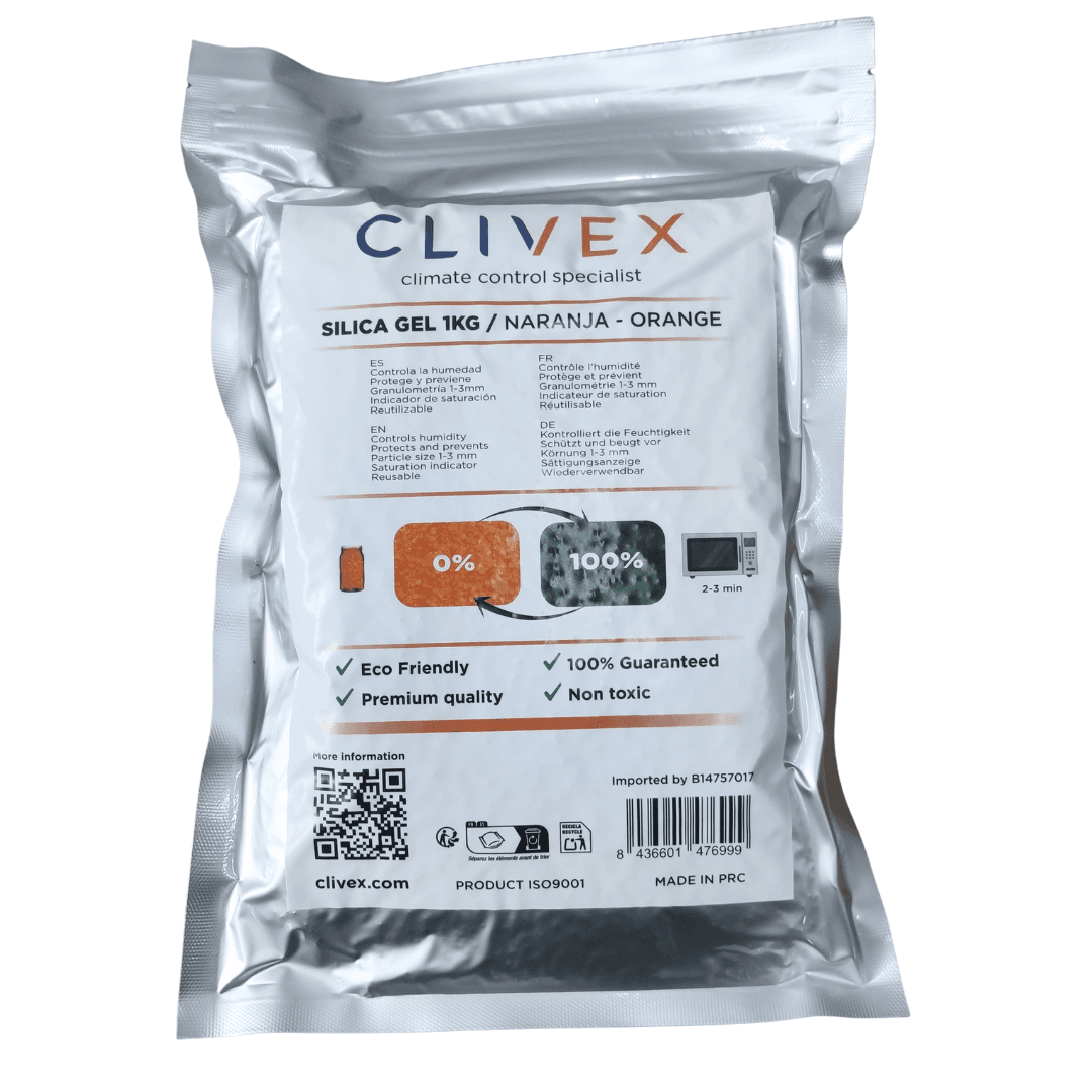 Clivex Silicagel Orange 1–3 mm (Feuchtigkeitskontrolle) 1 kg