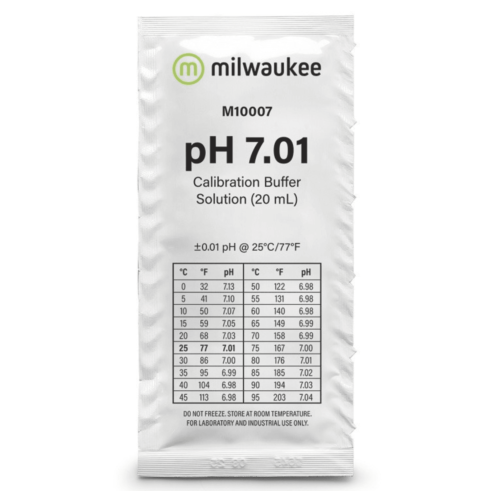 Milwaukee pH-Kalibrierlösung 7,01 (Packung mit 500 Beuteln à 20 ml)