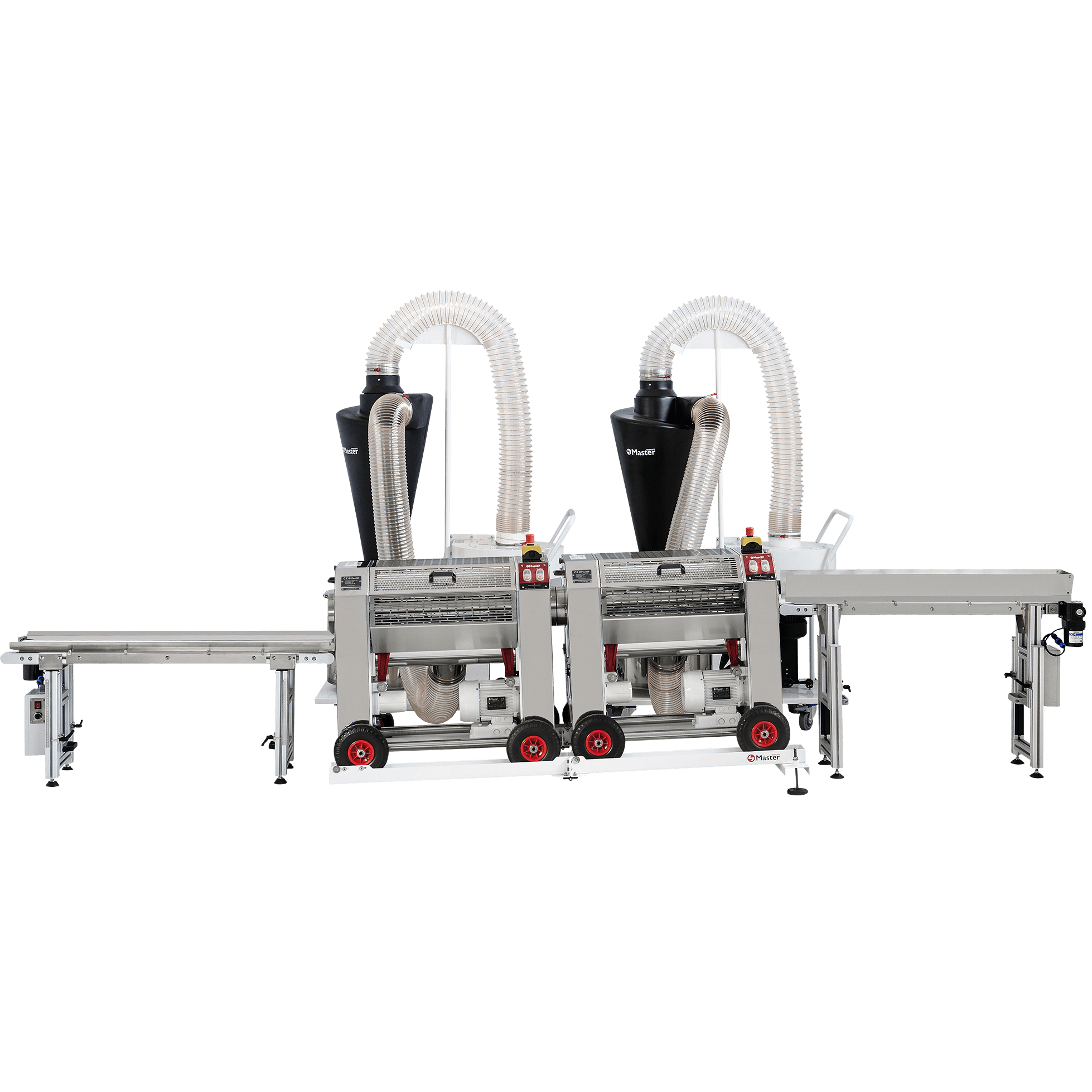 MasterProducts Komplettsystem Tumbler MT 500 (2 Tumbler + Eingangsförderband + Ausgangsförderband)